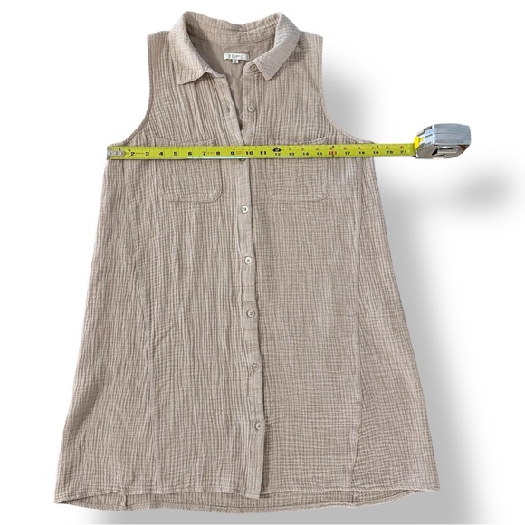 Z Supply New Light Mini Dress Putty Sz M 100% Cotton Gauze Sleeveless Button Up - Picture 6 of 10